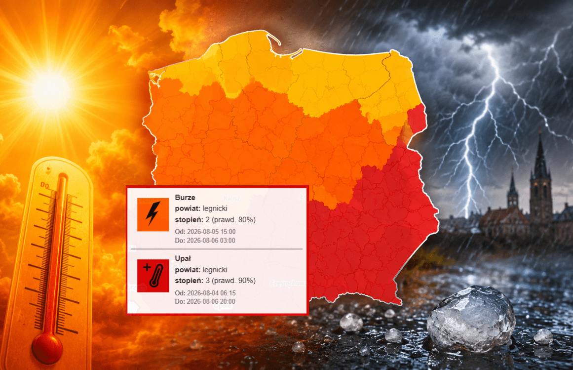 Najpierw upał, potem gwałtowne burze z gradem. Niebezpieczna pogoda w Legnicy